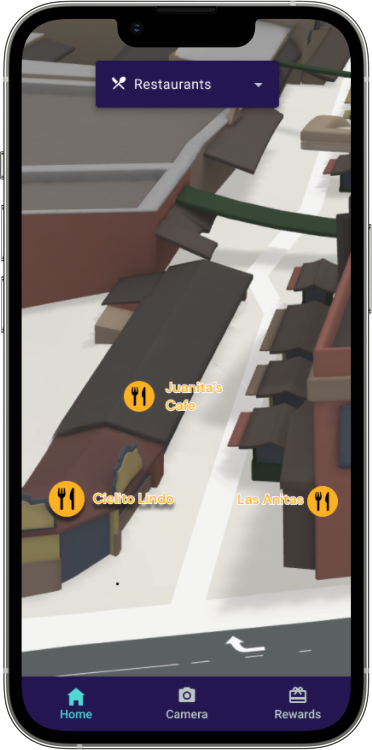 Interactive map interface showing Olvera Street locations