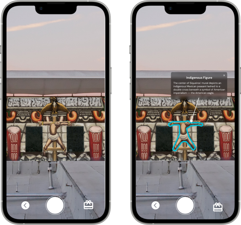 AR experience showing historical figures