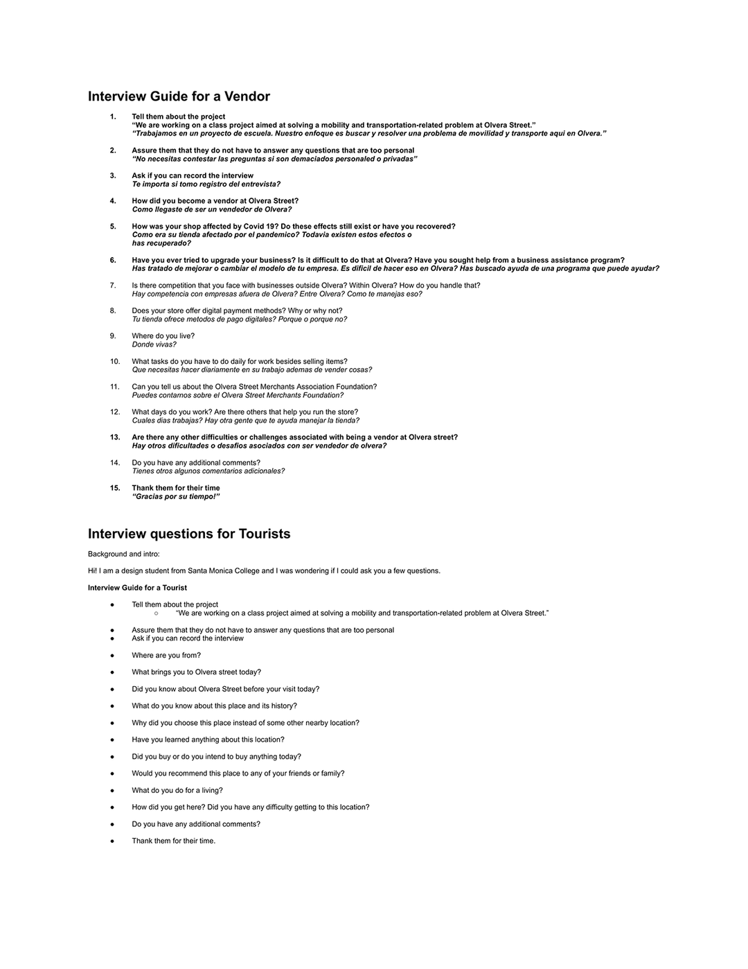 User interview insights from Olvera Street visitors and vendors