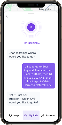 Wheelie app interface with large type and high contrast
