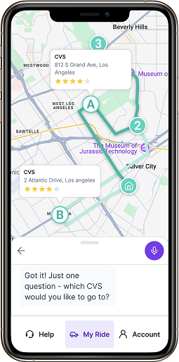 Voice interaction interface for booking rides