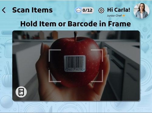 Scan items interface with barcode scanner functionality