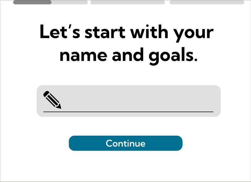 Name and goals input screen