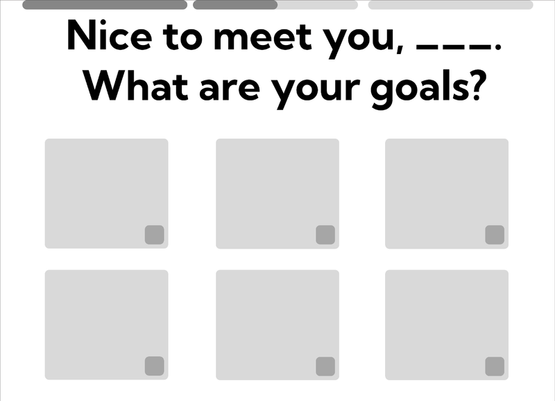 Goal selection screen with multiple options