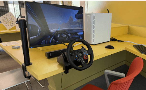 Unity simulator development showing AR HUD elements and weather effects